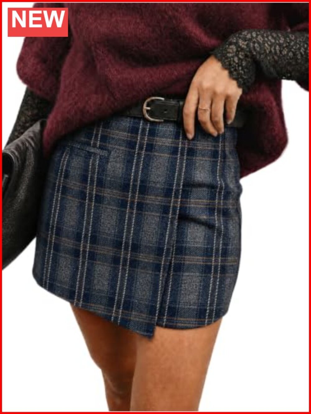 Plaid Skorts High Waisted A Line Wrap Mini Skirt Shorts Pockets